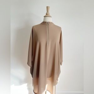 MONKI taupe half zip dress with pockets- size Medium